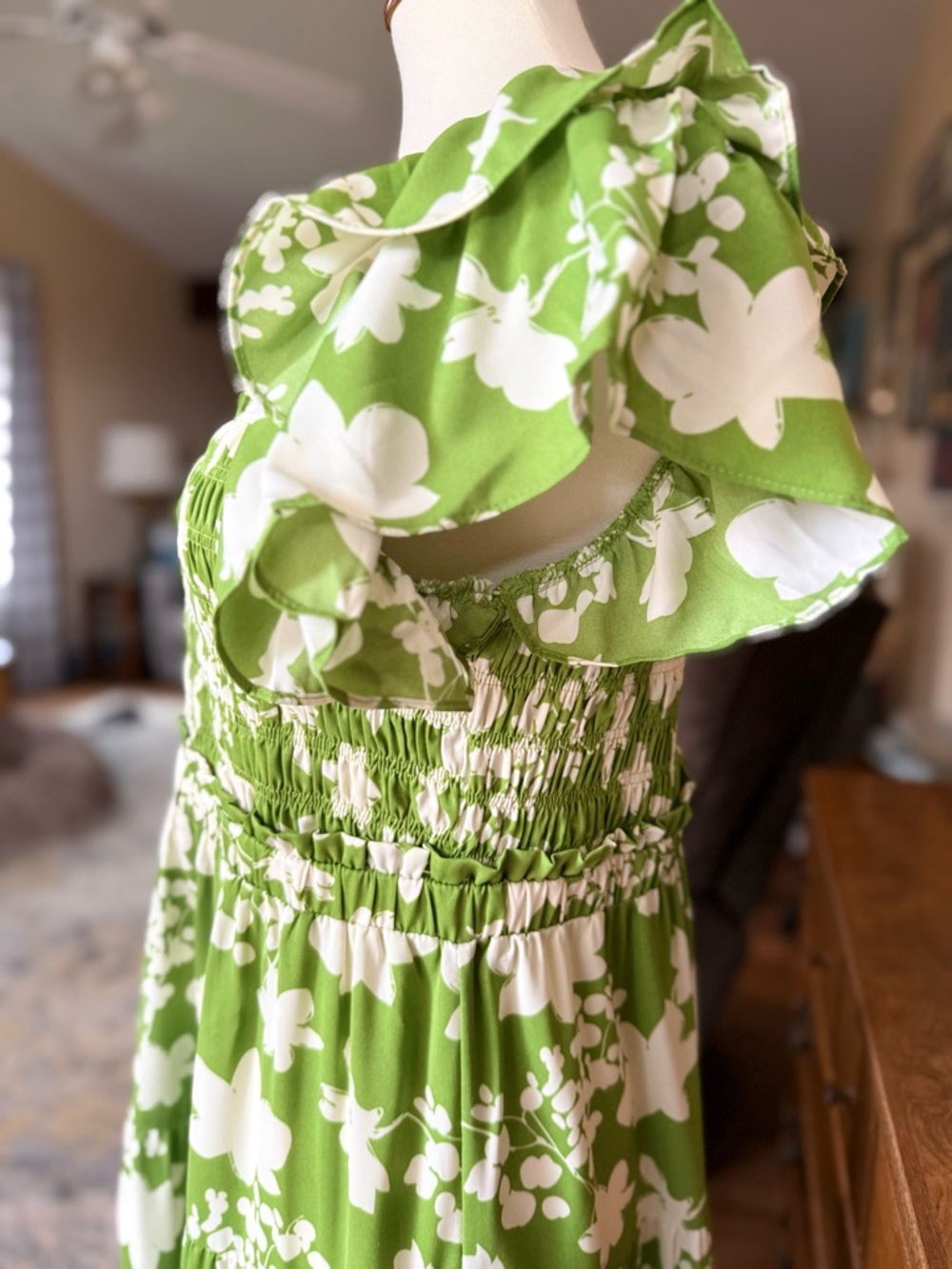 NWT Umgee Olive Floral Midi Dress - Picture 6 of 9